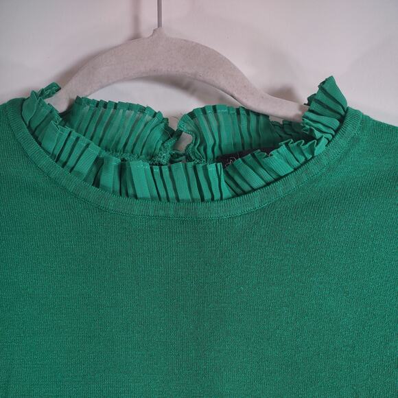 Adrianna Papell Green Sweater with Ruffle Details, Size Small - Picture 4 of 8